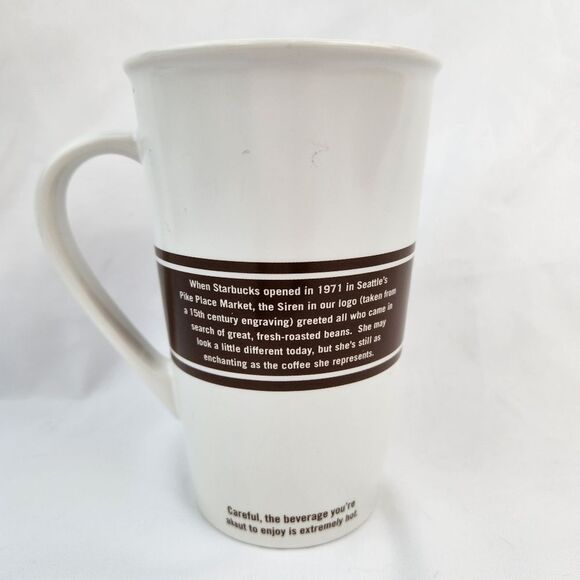 ☕️Starbucks 2008 Ivory & Brown Original Siren Logo 16oz Tall Mug - Picture 3 of 12